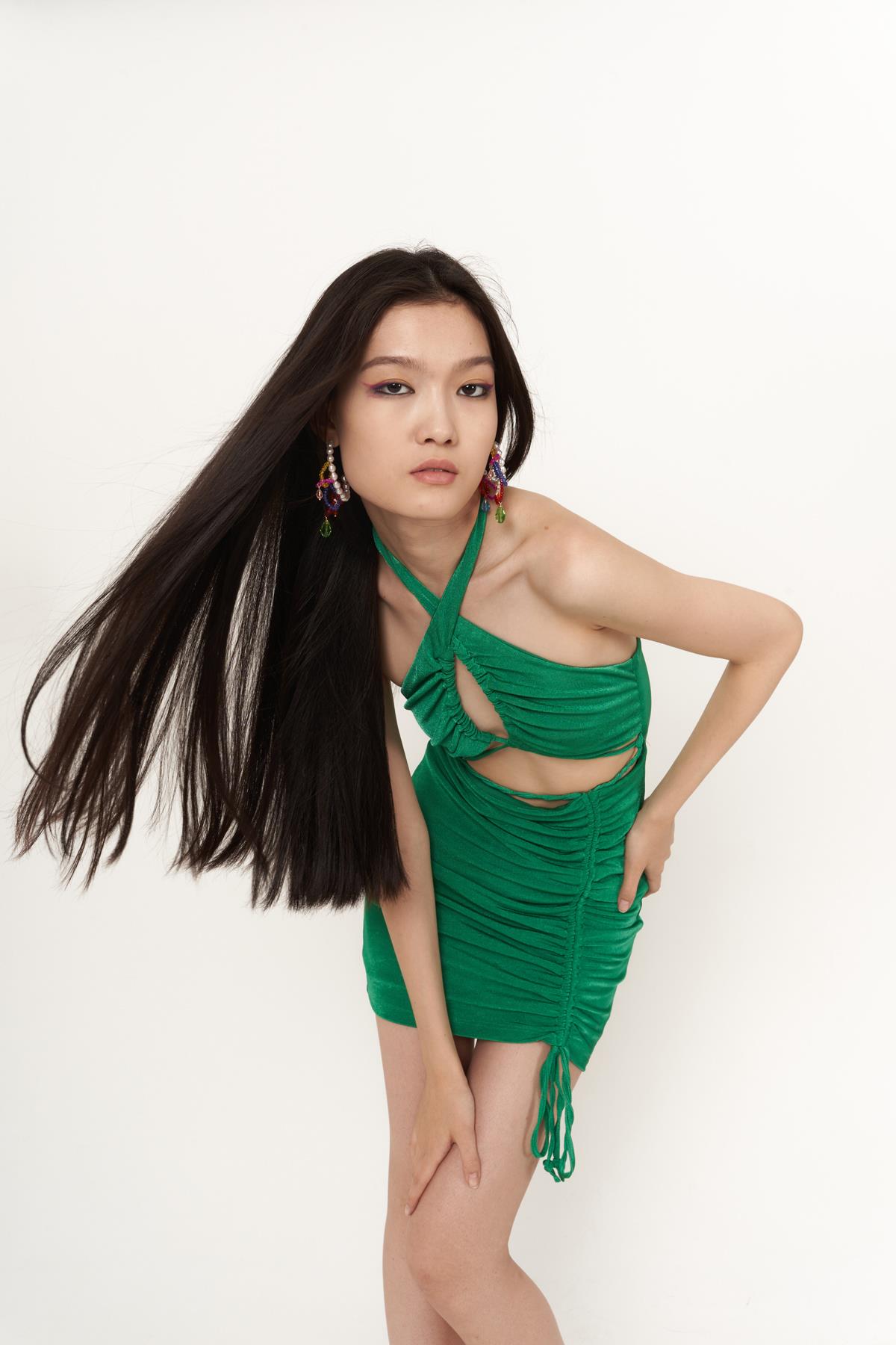 Viola Green Gathered Mini Bodycon Dress Buy Me Fur Viola Green Gathered Mini Bodycon Dress Buy Me Fur