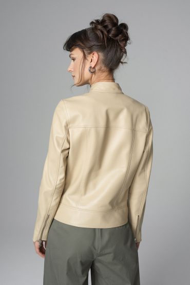 Cream Genuine Leather Jacket