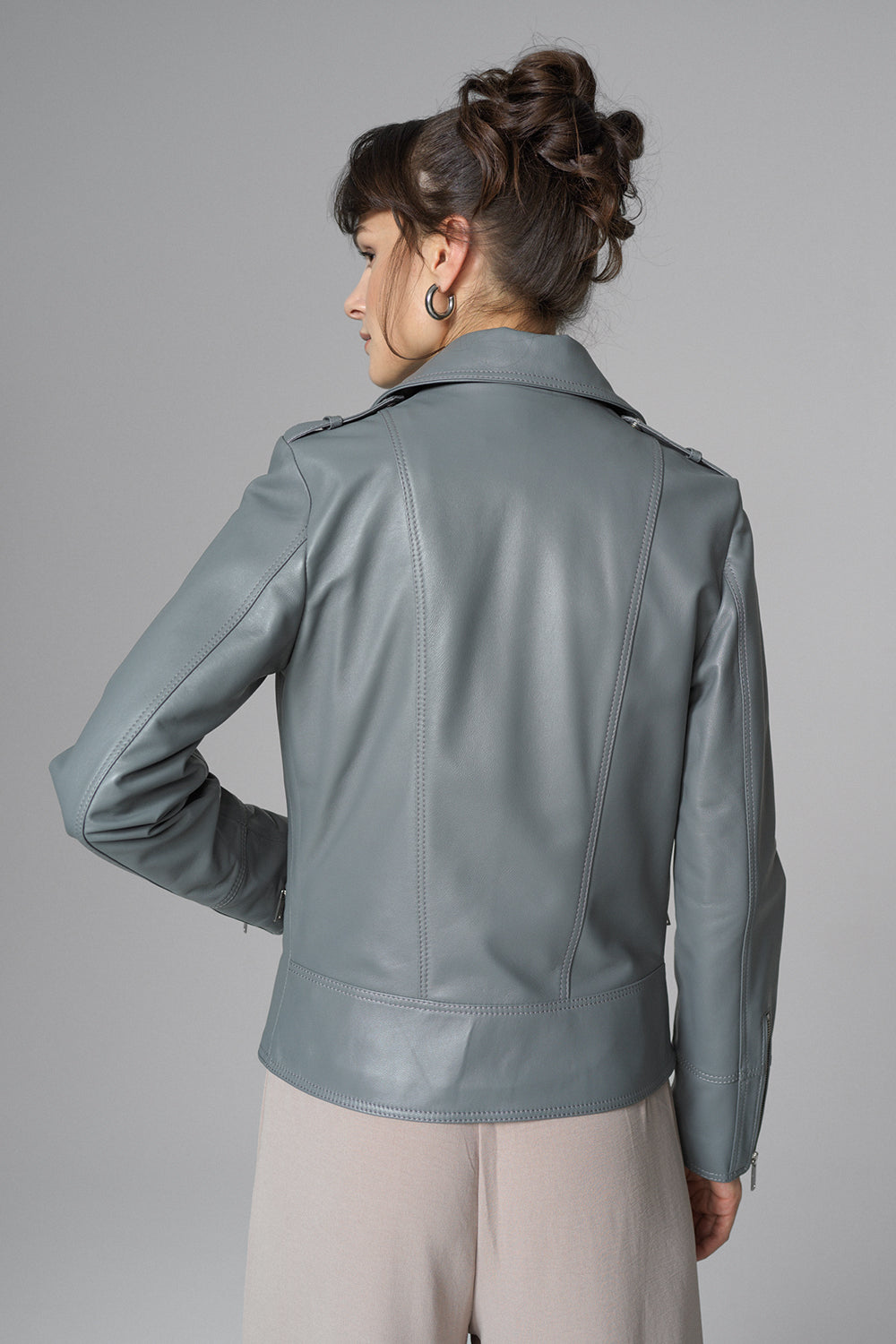 Gray Natural Leather Jacket