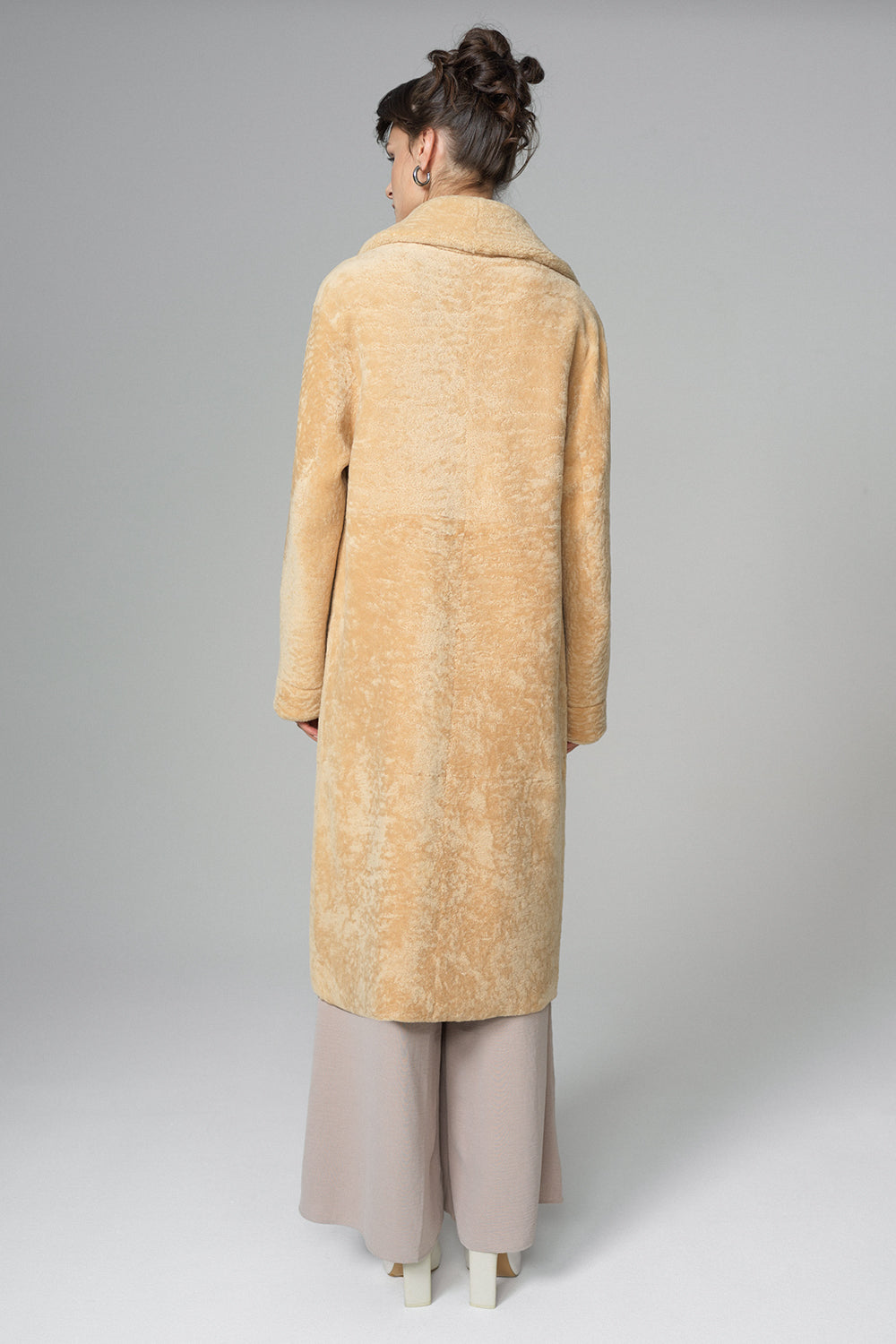 Yellow Reversible Genuine Sheepskin Maxi Coat