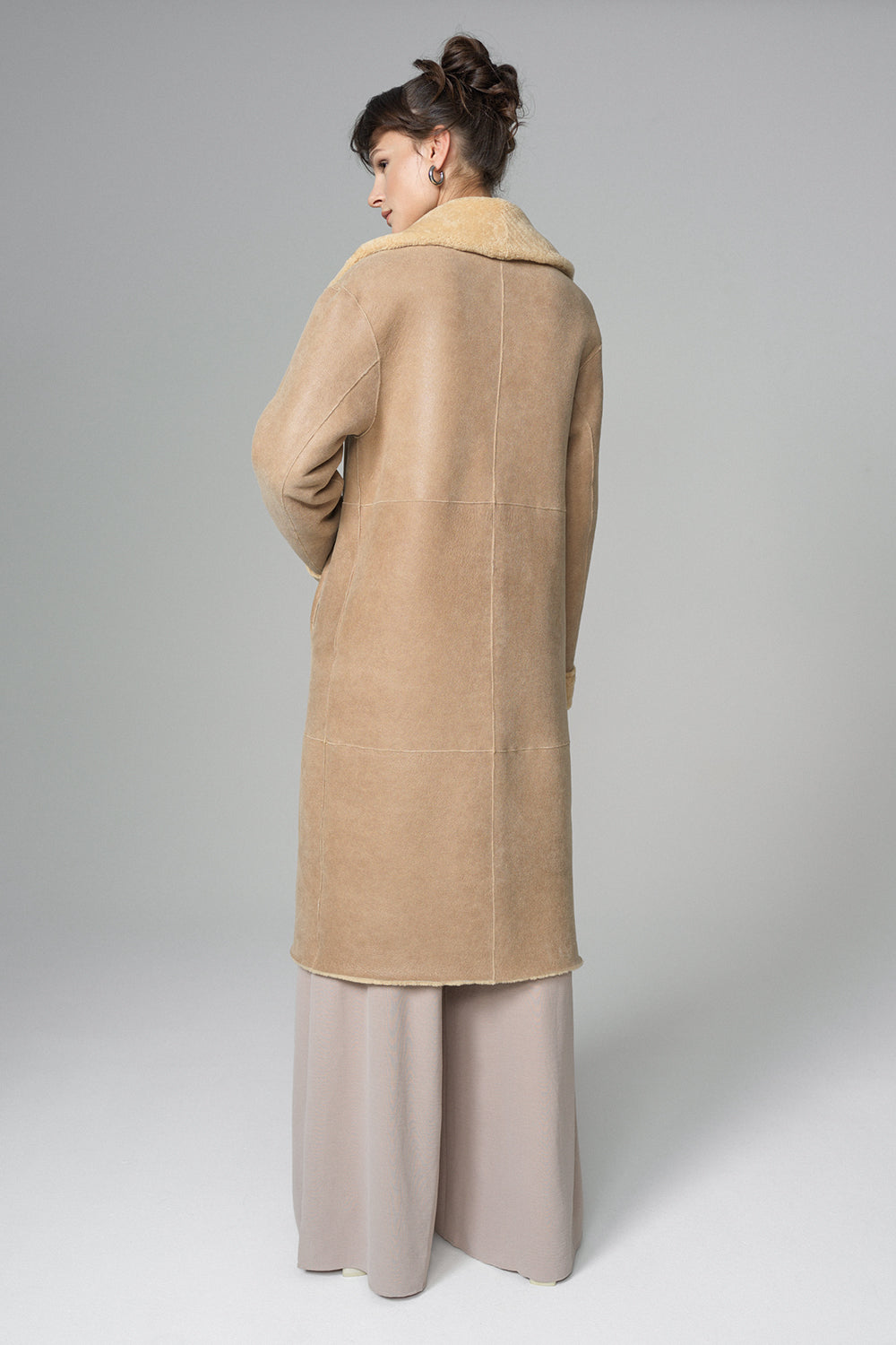 Yellow Reversible Genuine Sheepskin Maxi Coat