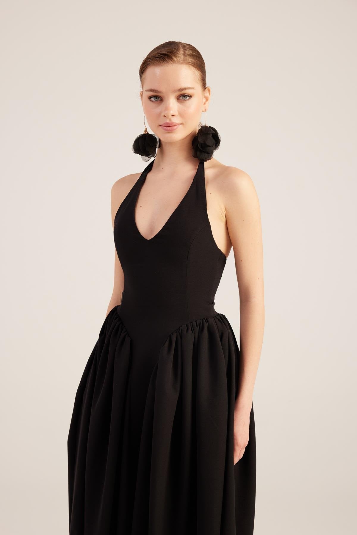 Ophelia Black Princess Style Maxi Dress Black / L / Polyester - Elastane Blend Ophelia Black Princess Style Maxi Dress Black / L / Polyester - Elastane Blend