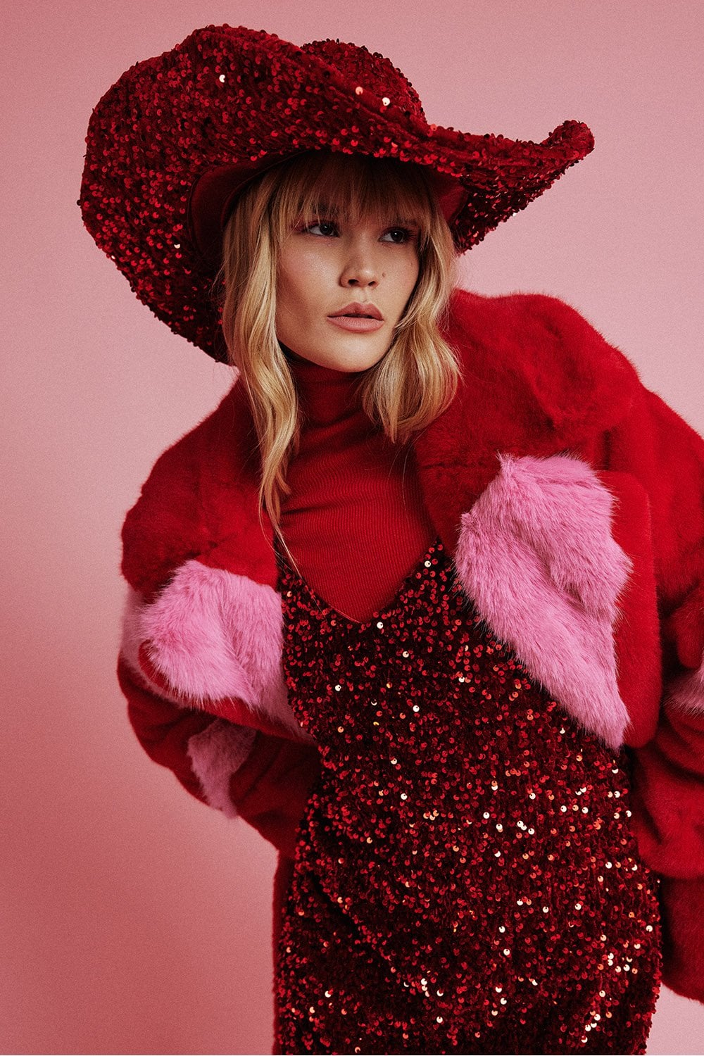 Red Sequin Handmade Flapper Hat