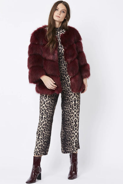 Burgundy Faux Fur Ella Coat