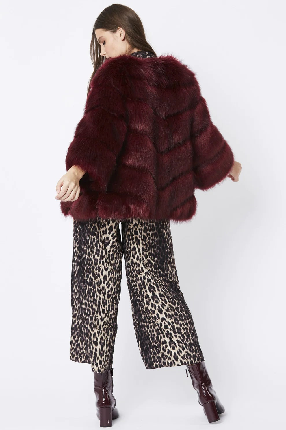 Burgundy Faux Fur Ella Coat