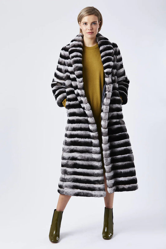 Grey Carrie Chinchilla Effect Coney Fur Coat