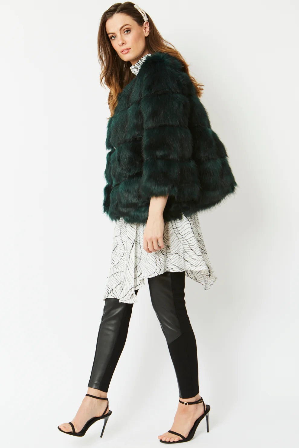 Dark Green Faux Fur Ella Coat