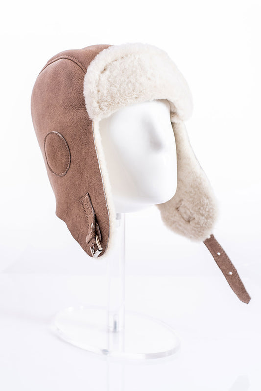 Beige Sheepskin Fur Hat