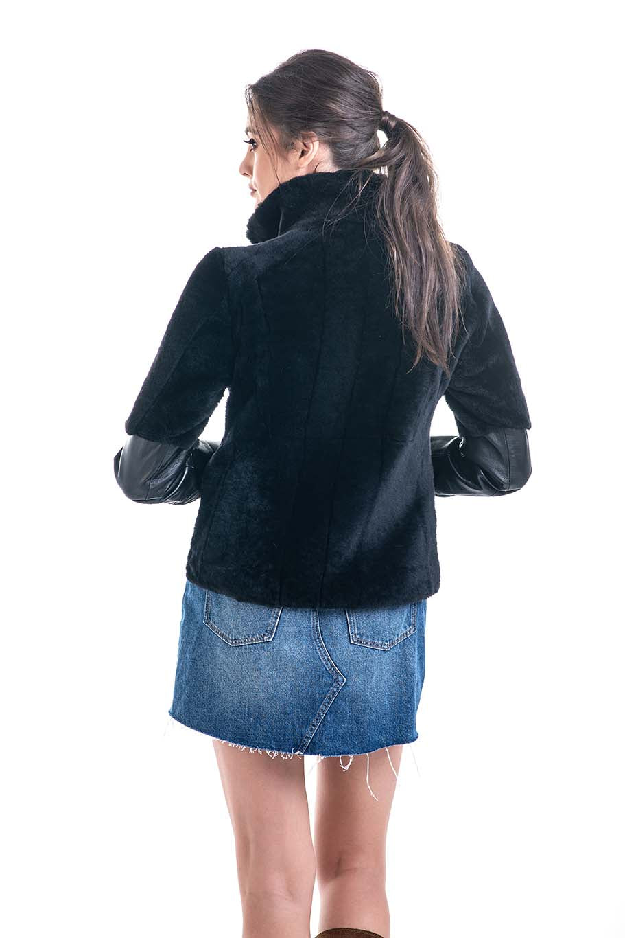 Black Lamb Shearling Leather Jacket