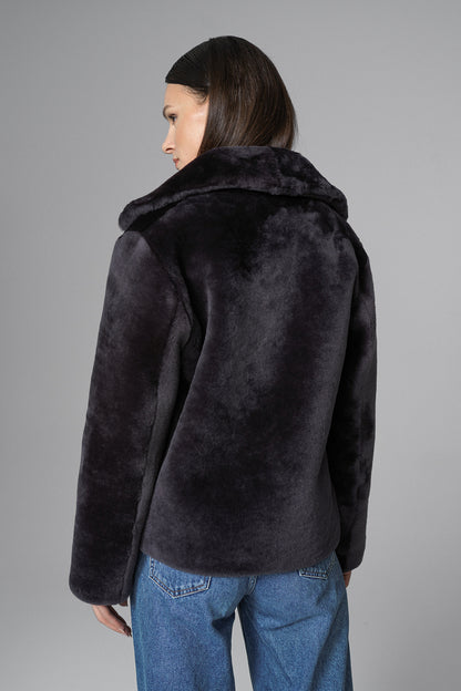 Gray Merino Sheepskin Fur Jacket