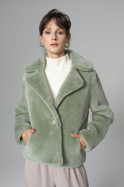 Mint Merino Sheepskin Fur Jacket