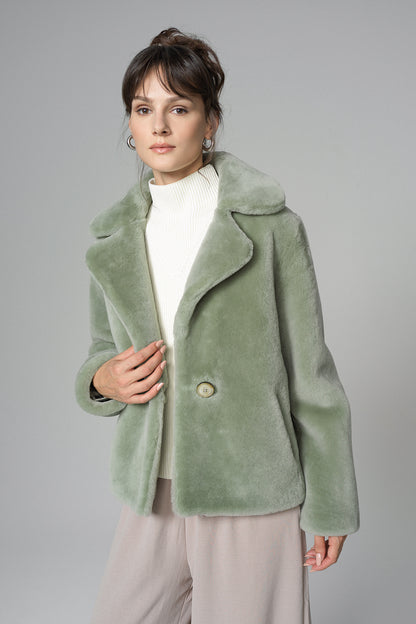 Mint Merino Sheepskin Fur Jacket