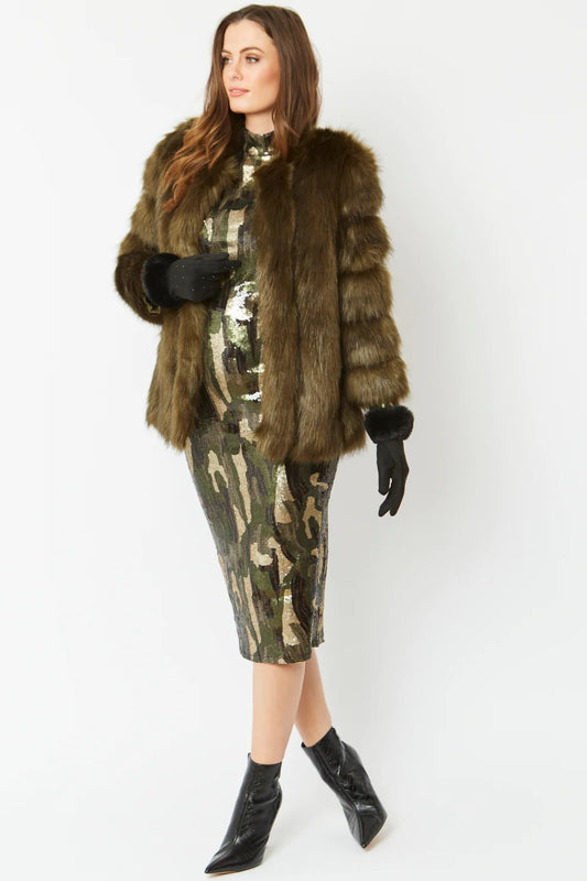 Green Faux Fur Coat