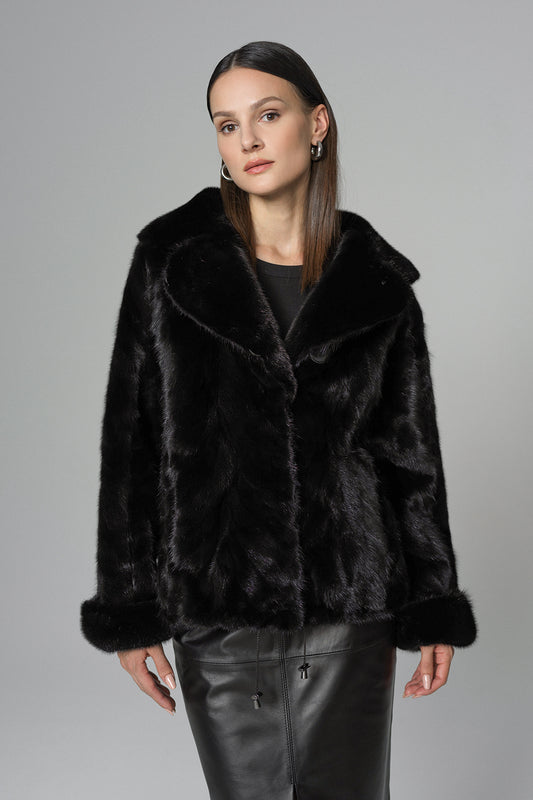 Black Luxury Genuine Mink Fur Jacket