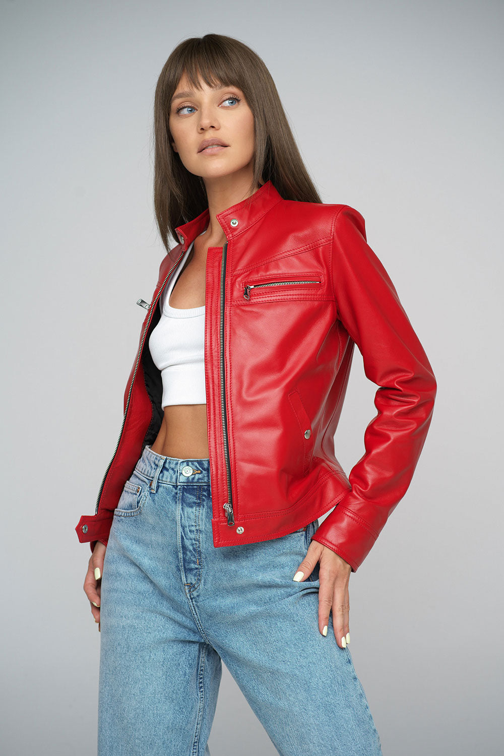 Red Genuine Lambskin Jacket