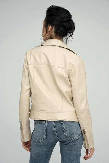 Cream Genuine Sheepskin Jacket