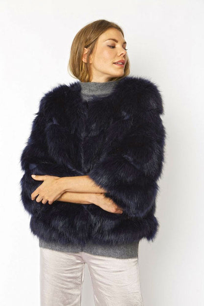 Navy Faux Fur Ella Coat