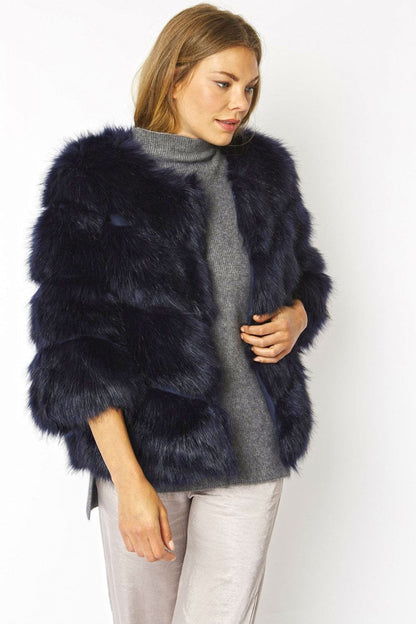 Navy Faux Fur Ella Coat