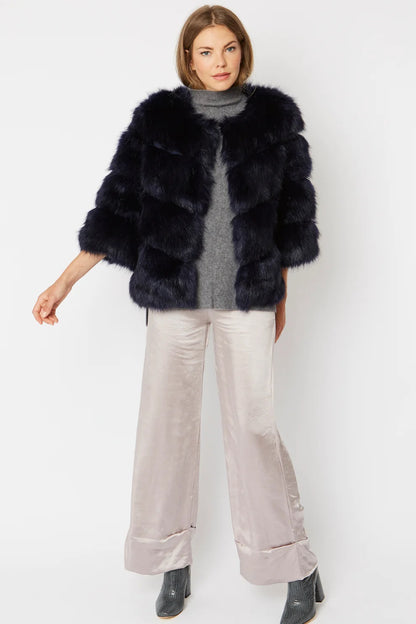 Navy Faux Fur Ella Coat