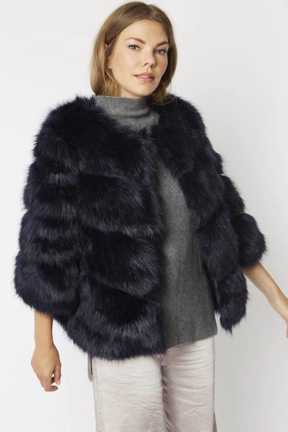 Navy Faux Fur Ella Coat