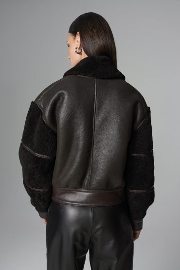 Brown Oversized Shearling Leather Jacket