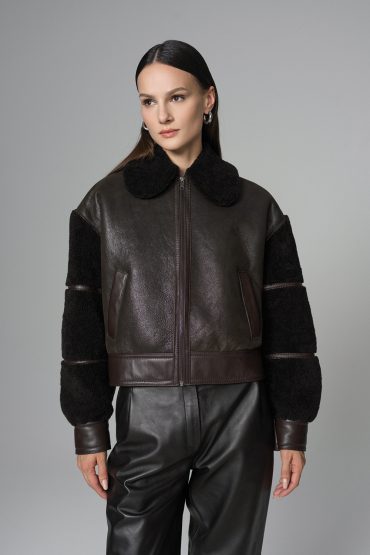 Brown Oversized Shearling Leather Jacket