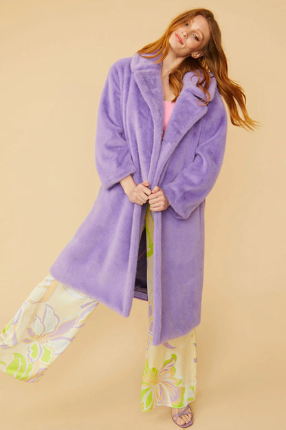 Purple Faux Fur Duchess Maxi Coat