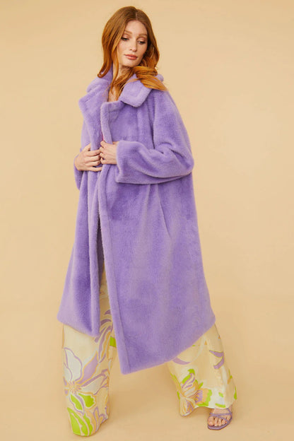 Purple Faux Fur Duchess Maxi Coat