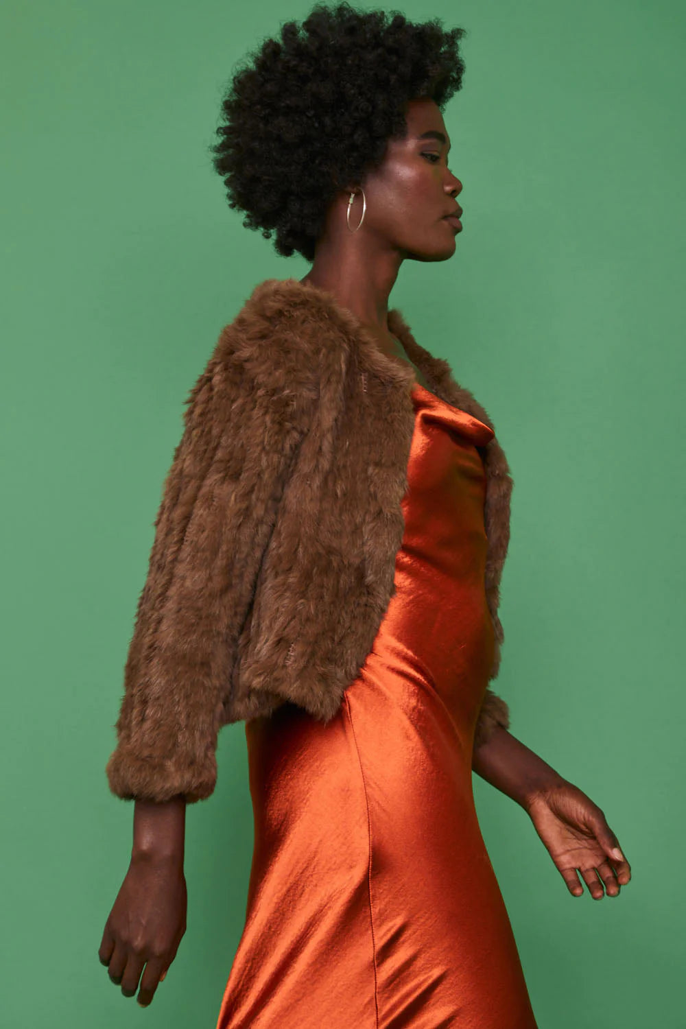 Brown Coney Fur Cropped Jacket