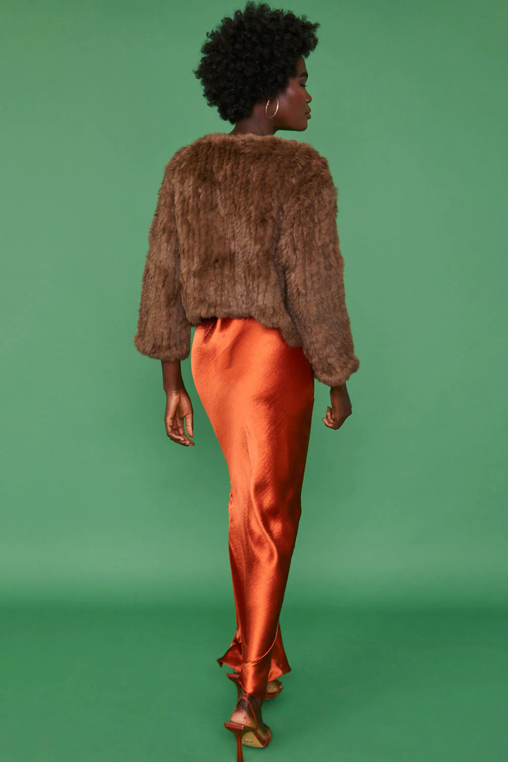 Brown Coney Fur Cropped Jacket