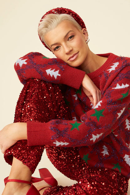 Red Cashmere and Banana Blend Christmas Jumper