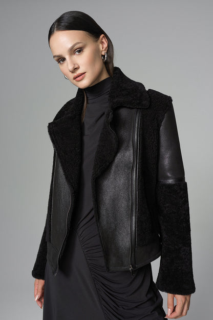 Black Shearling Leather Jacket