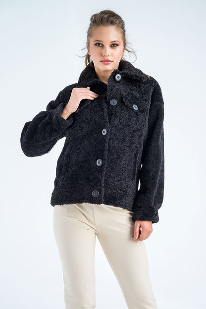 Black Natural Sheepskin Shearling Jacket