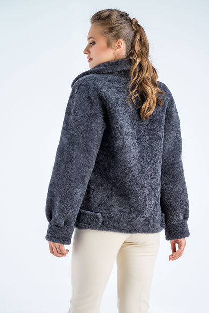 Gray Natural Sheepskin Shearling Jacket