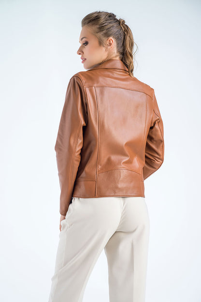 Cognac Genuine Classic Cut Leather Jacket