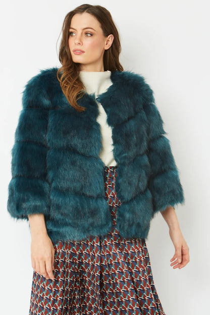 Teal Faux Fur Ella Coat