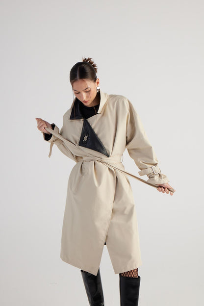 Cloak Beige Maxi Trench Coat