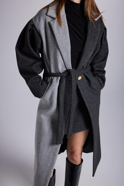 Belted Single Buttoned Maxi Grey Cashmere Mira Trench Coat