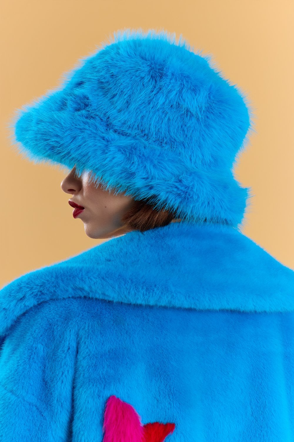 Blue Eco Bamboo Faux Fur Bucket Hat