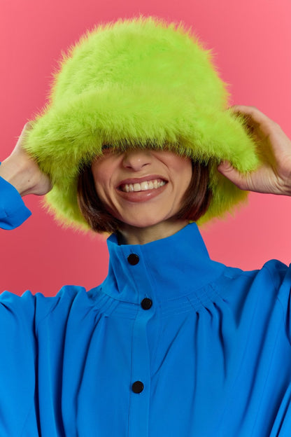 Green Eco Bamboo Faux Fur Bucket Hat