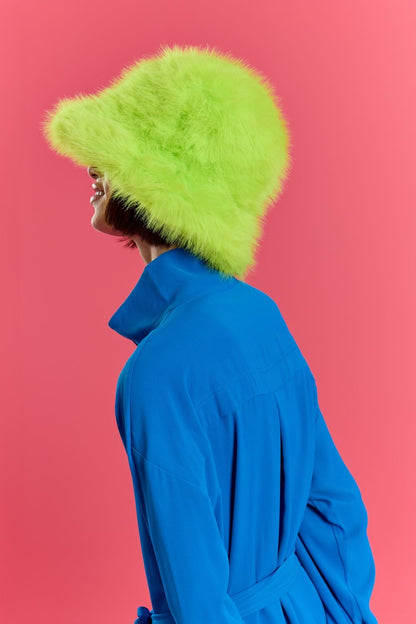 Green Eco Bamboo Faux Fur Bucket Hat