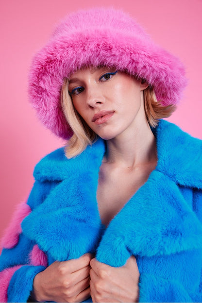 Pink Eco Bamboo Faux Fur Bucket Hat