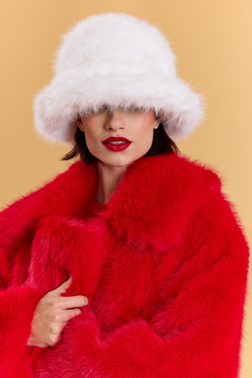 White Eco Bamboo Faux Fur Bucket Hat