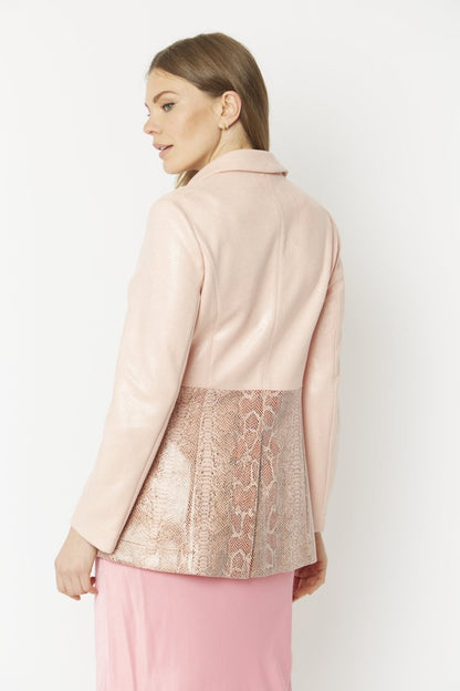 Pink Faux Leather Suede Jacket