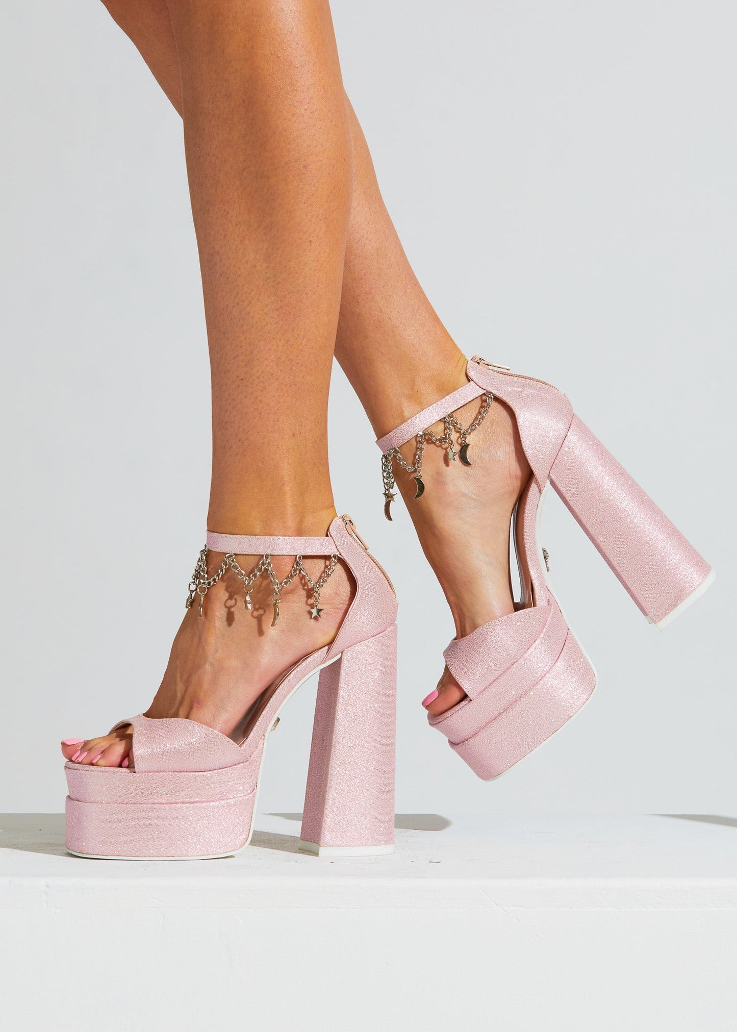 Sophia Pink Glitter Heel-0