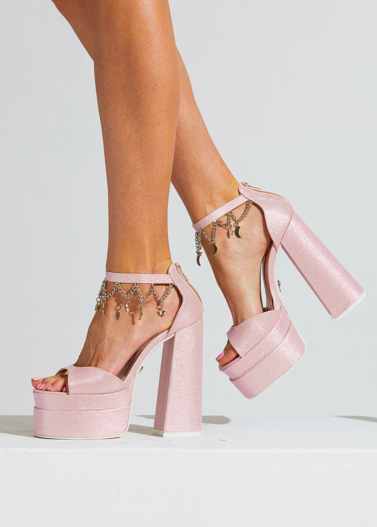 Sophia Pink Glitter Heel-1