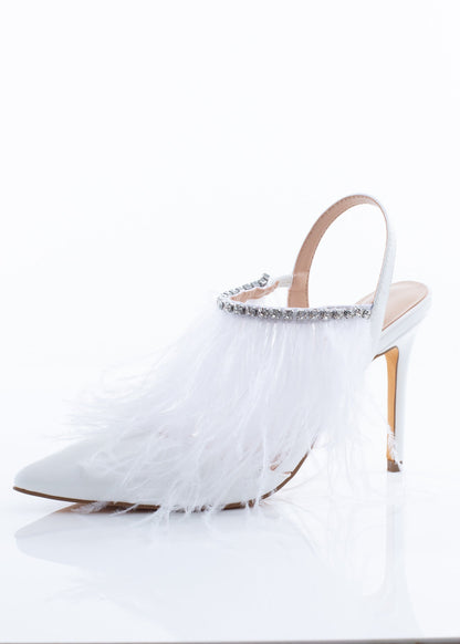 White Pointed Feather Heels-6